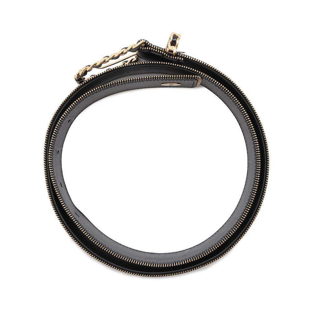 CHANEL Belt Black Lambskin Size 85