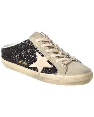 Golden Goose Superstar Sabot Glitter & Suede Sneaker