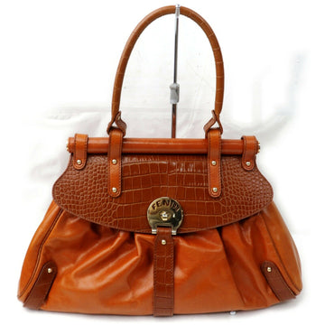 Indistinguishable  Fendi Hand Bag  Brown Leather (SHC7-10899)