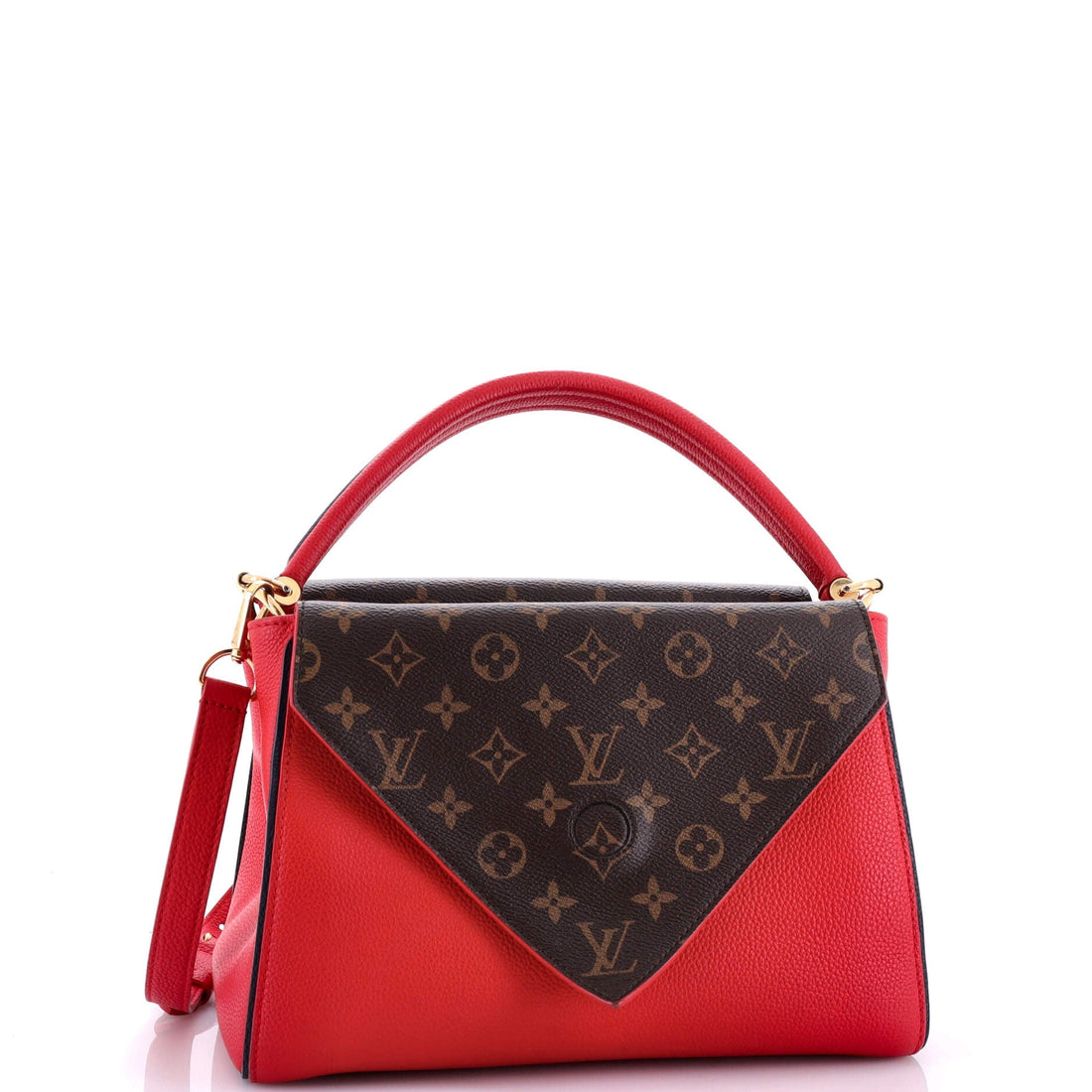 Double V Handbag Calfskin with Monogram Canvas