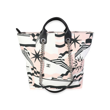 Top Quality Chanel Black, Pink, & White Canvas La Pausa Shopping Tote