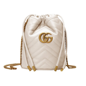 GG GG MARMONT MINI BUCKET BAG WHITE MATELASSÃ CHEVRON 12CM 575163 DTDRT 9022