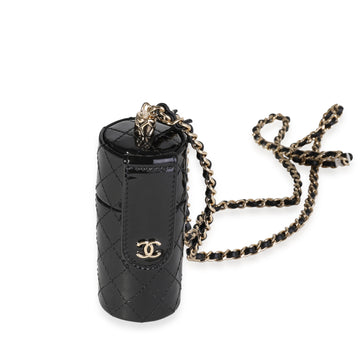 Chanel Black Quilted New 1:1 Rep Leather Lipstick Case On Chain