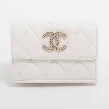 Chanel Matrasse Caviar S Compact Wallet White Gold  Random