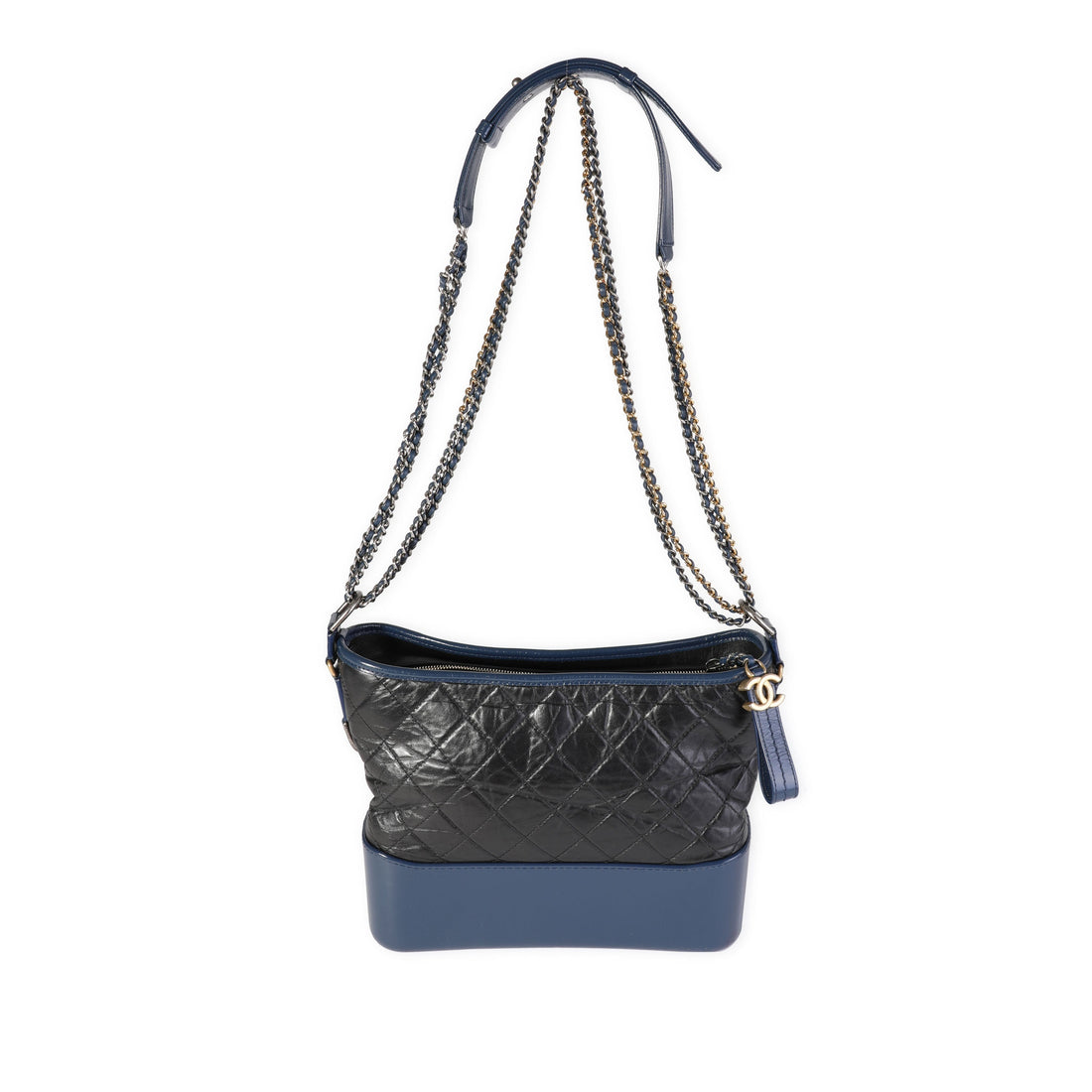 Chanel Black & Blue Quilted Aged CalBNkin Large Gabrielle Hobo