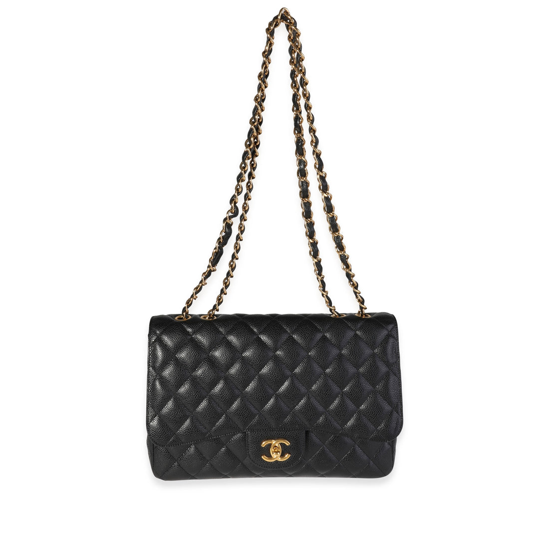Top Quality Chanel Black Quilted Caviar Jumbo Classic Single New Bag