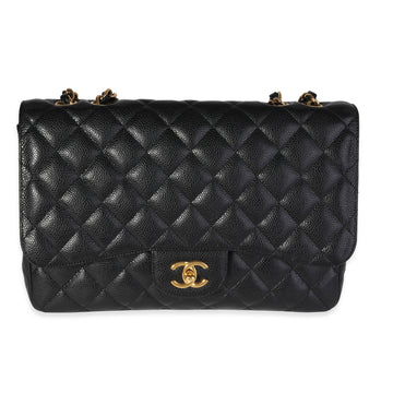 Top Quality Chanel Black Quilted Caviar Jumbo Classic Single New Bag