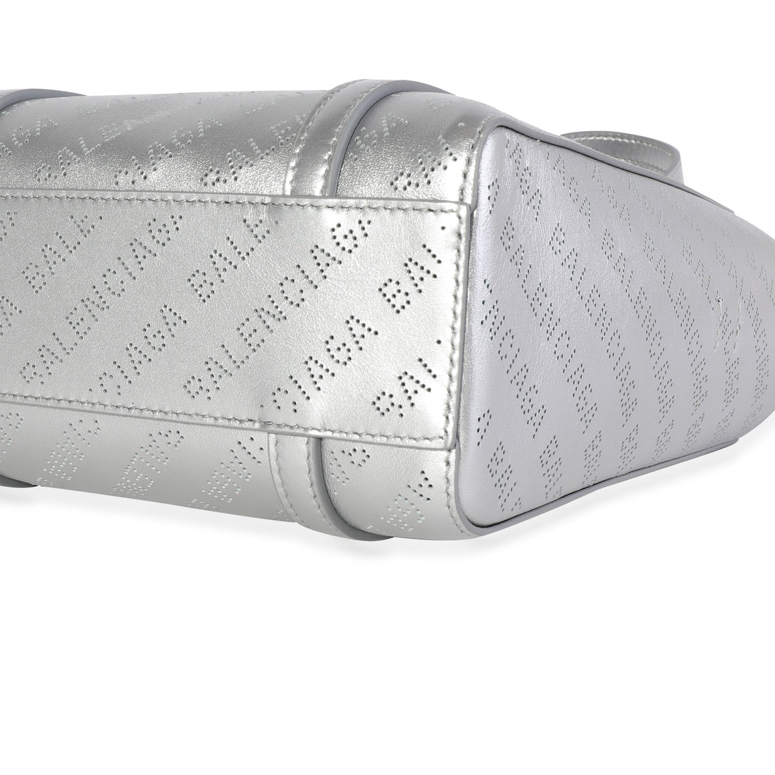 Balenciaga New Silver CalBNkin Logo Perforated XXS Everyday Tote