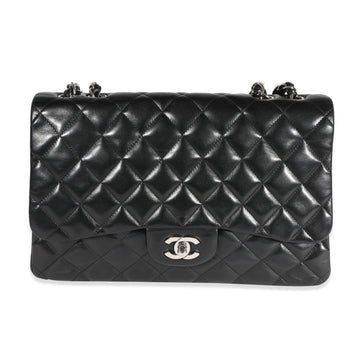 Chanel Black Quilted Lambskin Jumbo Classic Single New Bag