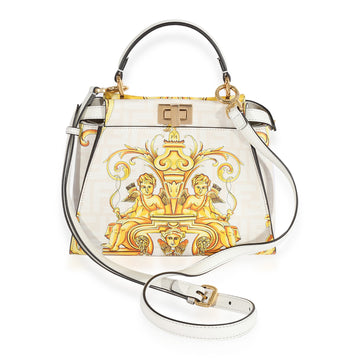 FENDI x Versace Fendace Gold Baroque & White FF Motif Mini Peekaboo