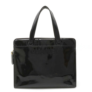 Top Quality Chanel Logo Patent Leather Tote Bag Black