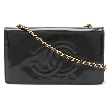 Chanel Coco Mark Chain Wallet  Leather Black