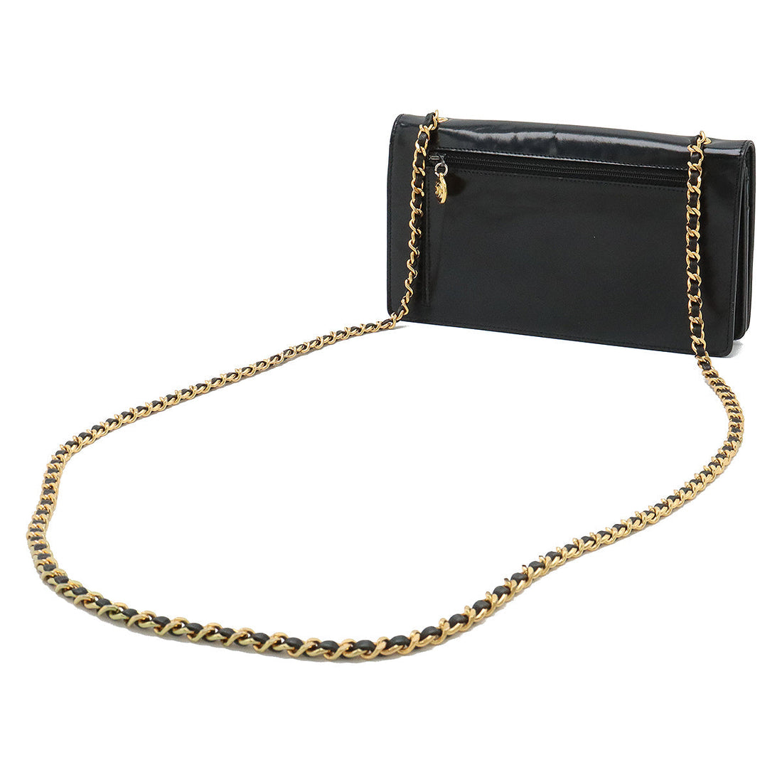 Chanel Coco Mark Chain Wallet  Leather Black