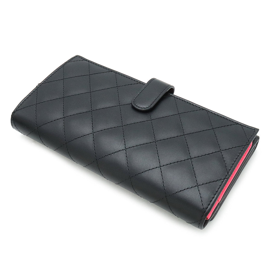 Top Quality Chanel Cambon Line Leather Wallet Black Pink