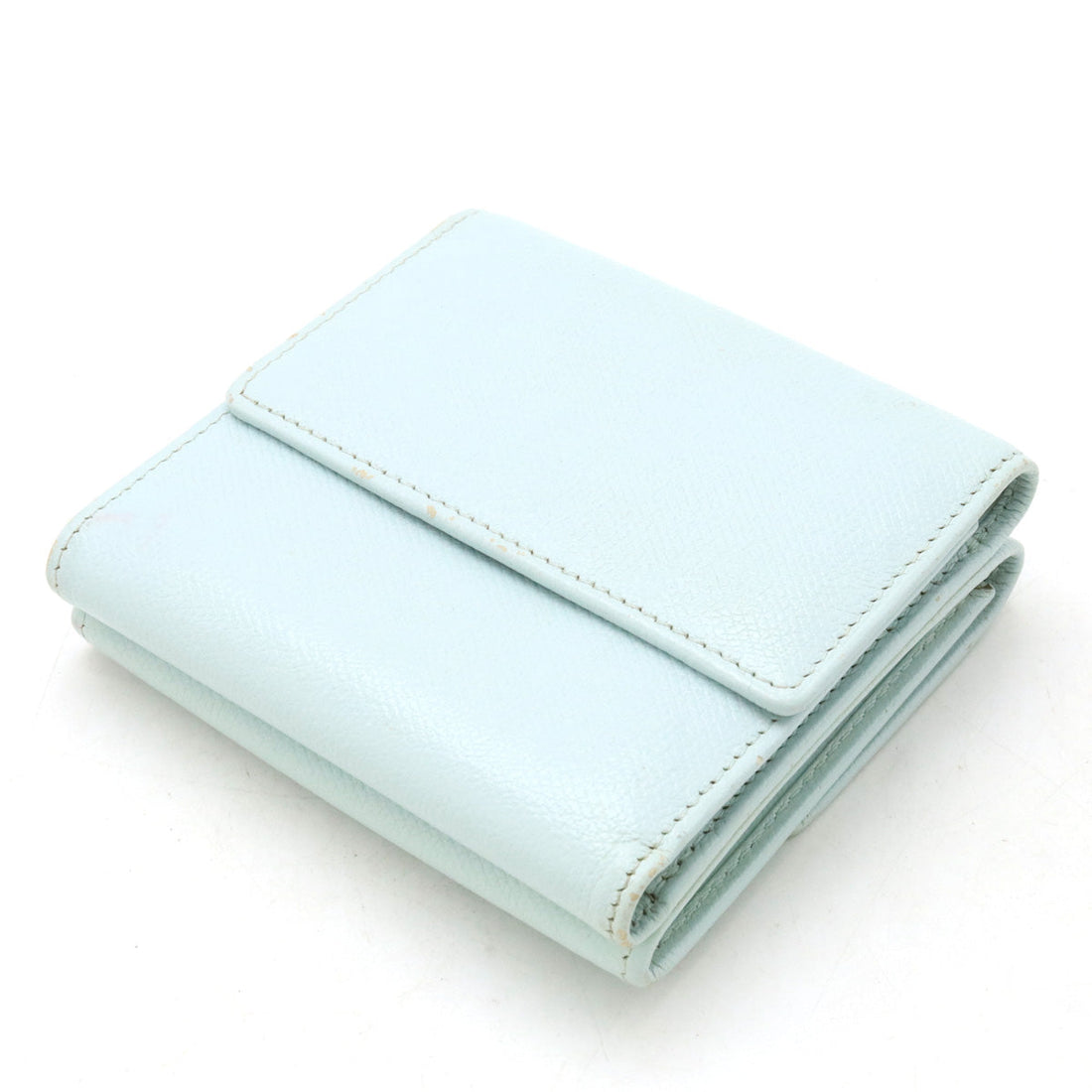 Top Quality Chanel Leather Tri-Fold Wallet Light Mint Blue