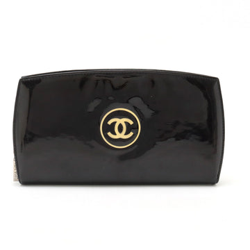 Chanel  Leather Round Zip Wallet Black