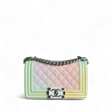 Chanel Boy Small - Togo/epsom/caviar/clemence/callfskin/cowhide/lambskin 20CM Quilted Raibow Limited Edition Series 25