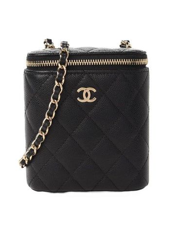 Classic Gold Hardware Small Grained CalBNkin Cross Bag Black Chanel