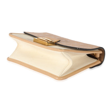 FENDI Canvas Leather Beige Zucca Small U Kan Chain Bag