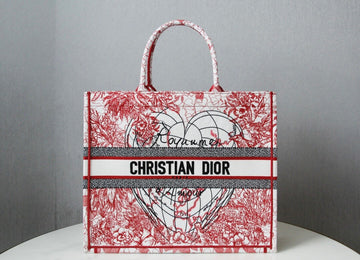 DIR1286 Book Tote BIG size 41.5cm Embroidery LOGO red Handbag
