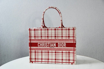 DIR1286 Book bag Tote Embroidery red white 36.5cm 41.5cm Handbag