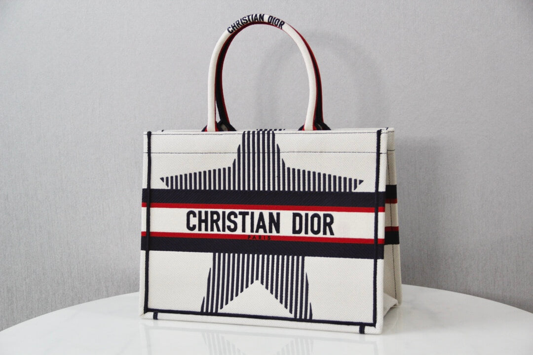 DIR1286 Book Tote DIRrAlps 36.5cm 41.5cm Oblique Embroidery white red-3