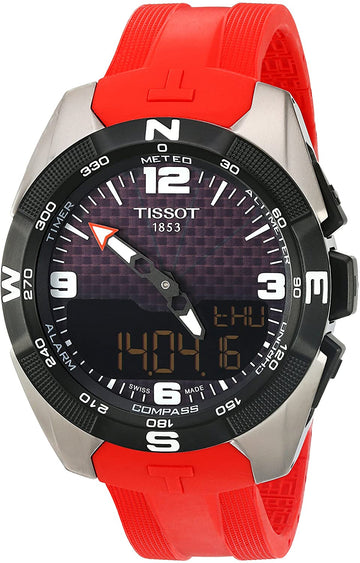 Tissot Men's T0914204705700 T-Touch 45mm Black Dial Rubber Watch