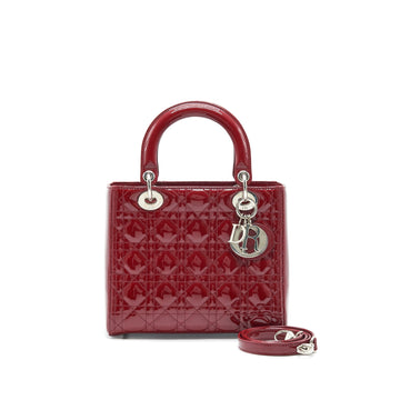 CHRISTIAN Top quality Dior MEDIUM LADY Top quality Dior RED PATENT LEATHER BAG