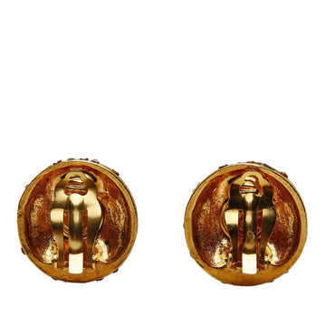CHANEL Rhinestone CC Clip On Earrings Costume Earrings