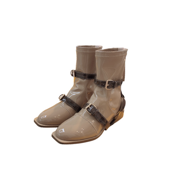 FENDI BUCKLE New 1:1 rep NEOPRENEFENDI SHORT FLAT BOOTS BROWN
