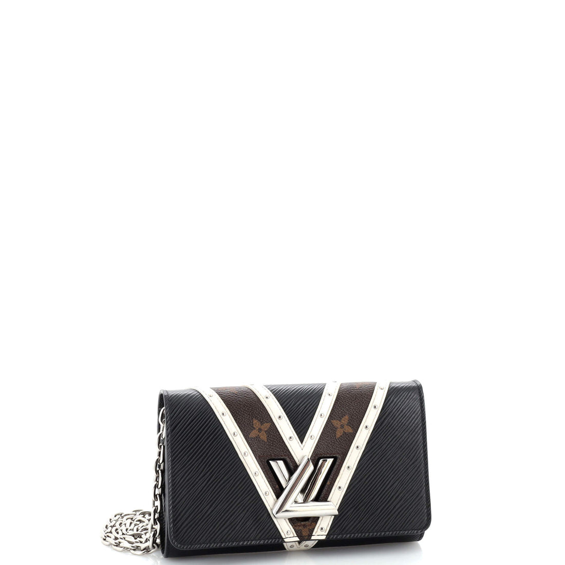 Twist Chain Wallet Epi Leather with Monogram Canvas and Studded Leather