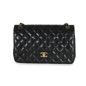 Chanel Black Quilted Lambskin Jumbo Double New Bag