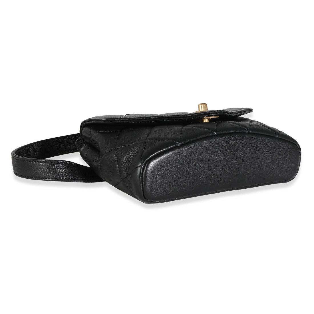 Chanel Black Quilted CalBNkin Carry With Chic New Waist Bag