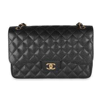 Chanel Black Quilted Caviar Jumbo Classic Double New Bag