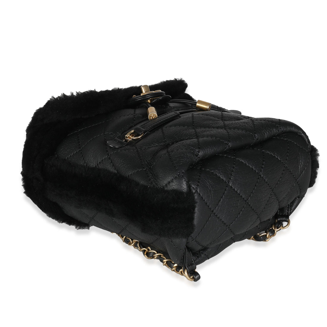 Chanel Black Quilted Shearling Paris Hamburg Small Backpack