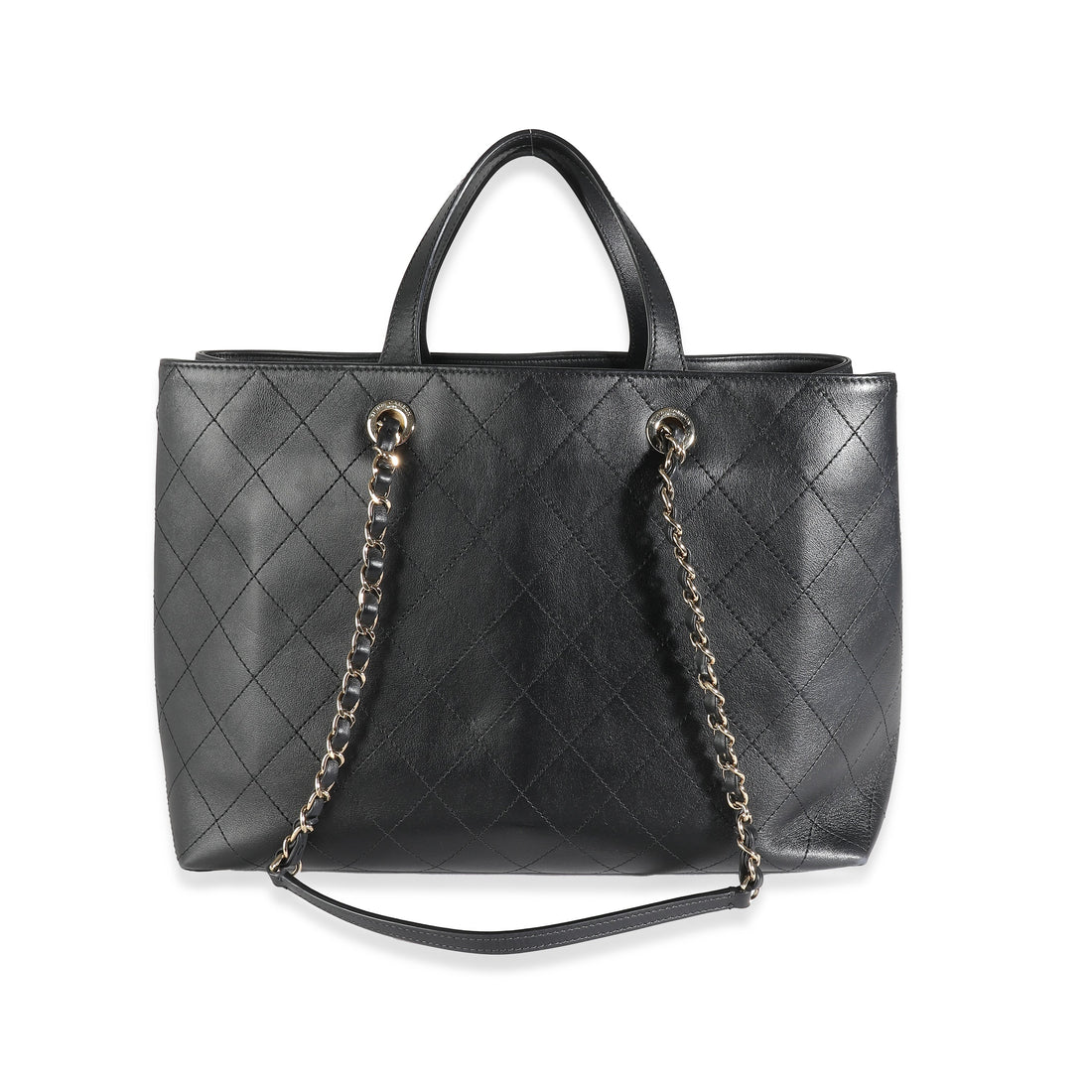 Chanel Black Quilted CalBNkin Large Serial Shopper Tote