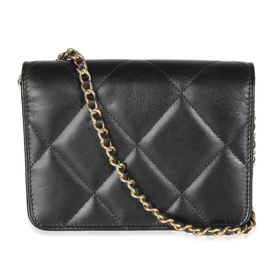 Chanel Black Quilted CalBNkin Strass Mini New Bag