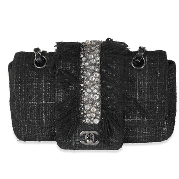 Chanel Black Tweed Swarovski Fringe New Bag