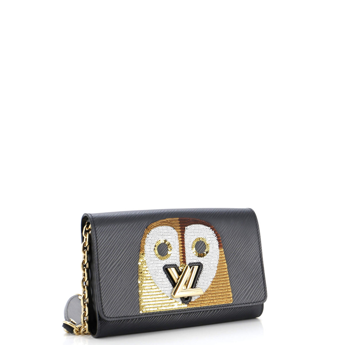 Twist Chain Wallet Epi Leather with Sequins