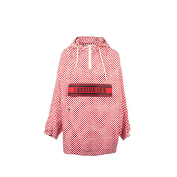 Top quality Dior Size M Christian Top quality Dior Signature Band Hooded Anorak Coat Polyester Red/White