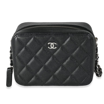 Chanel Black Quilted Caviar Square Zip Around Camera Bag