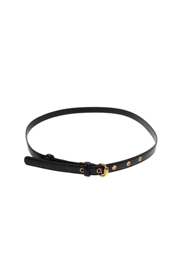 Gucci Womens Black Leather Gold Tone Buckle Skinny Belt