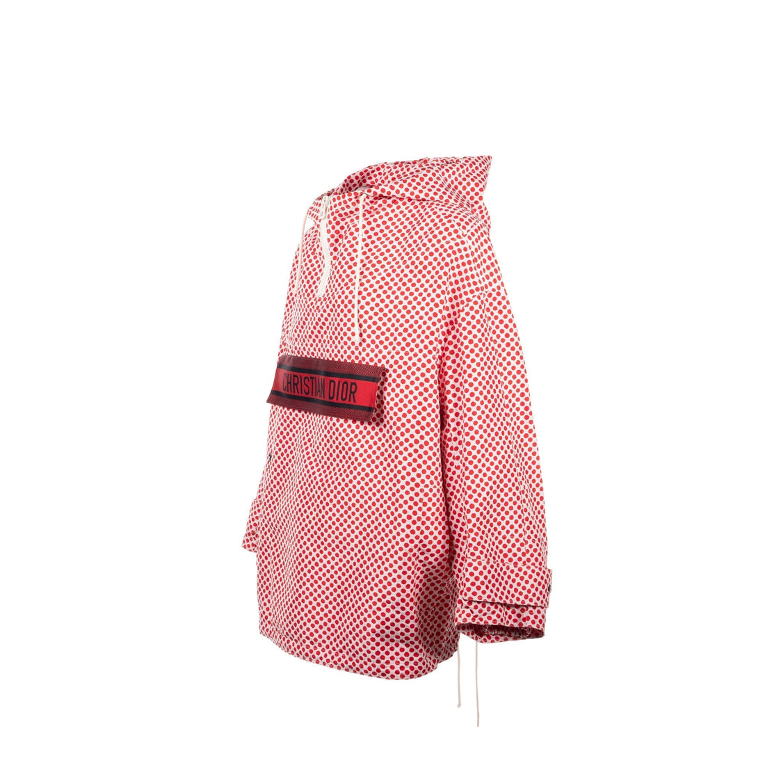 Top quality Dior Size M Christian Top quality Dior Signature Band Hooded Anorak Coat Polyester Red/White
