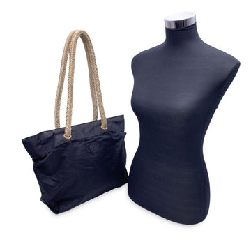 FENDI  Black Nylon Tote Bag With Rope Straps