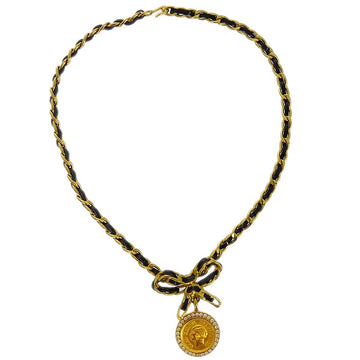 Chanel Pendant Necklace Gold Black 96P