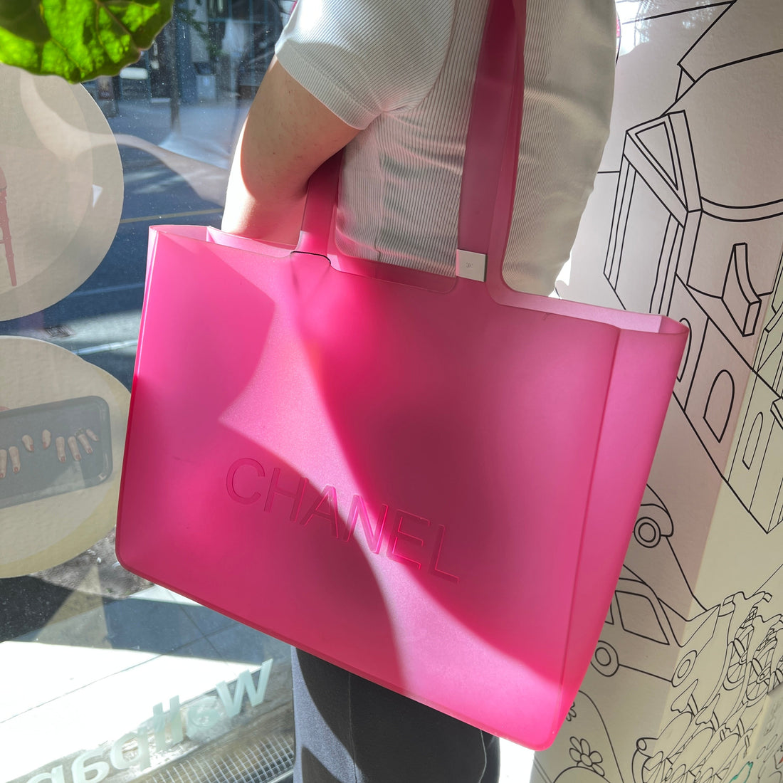 CHANEL Jelly Pink Logo Tote