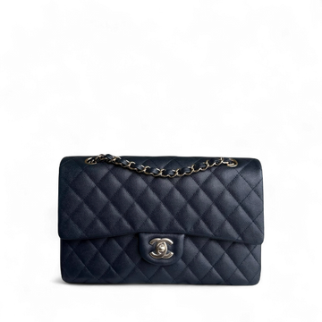Chanel Classic Flap Medium - Togo/epsom/caviar/clemence/callfskin/cowhide/lambskin 25CM Quilted Dark Navy Blue Light Gold Hardware Series 26