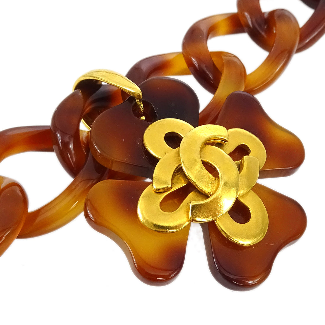 Chanel Acrylic Chain Belt Clover 95P Small New
