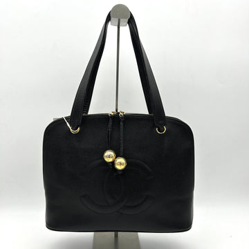 Pre-owned CHANEL Caviar Large CC Shoulder Bag Black  WD012636