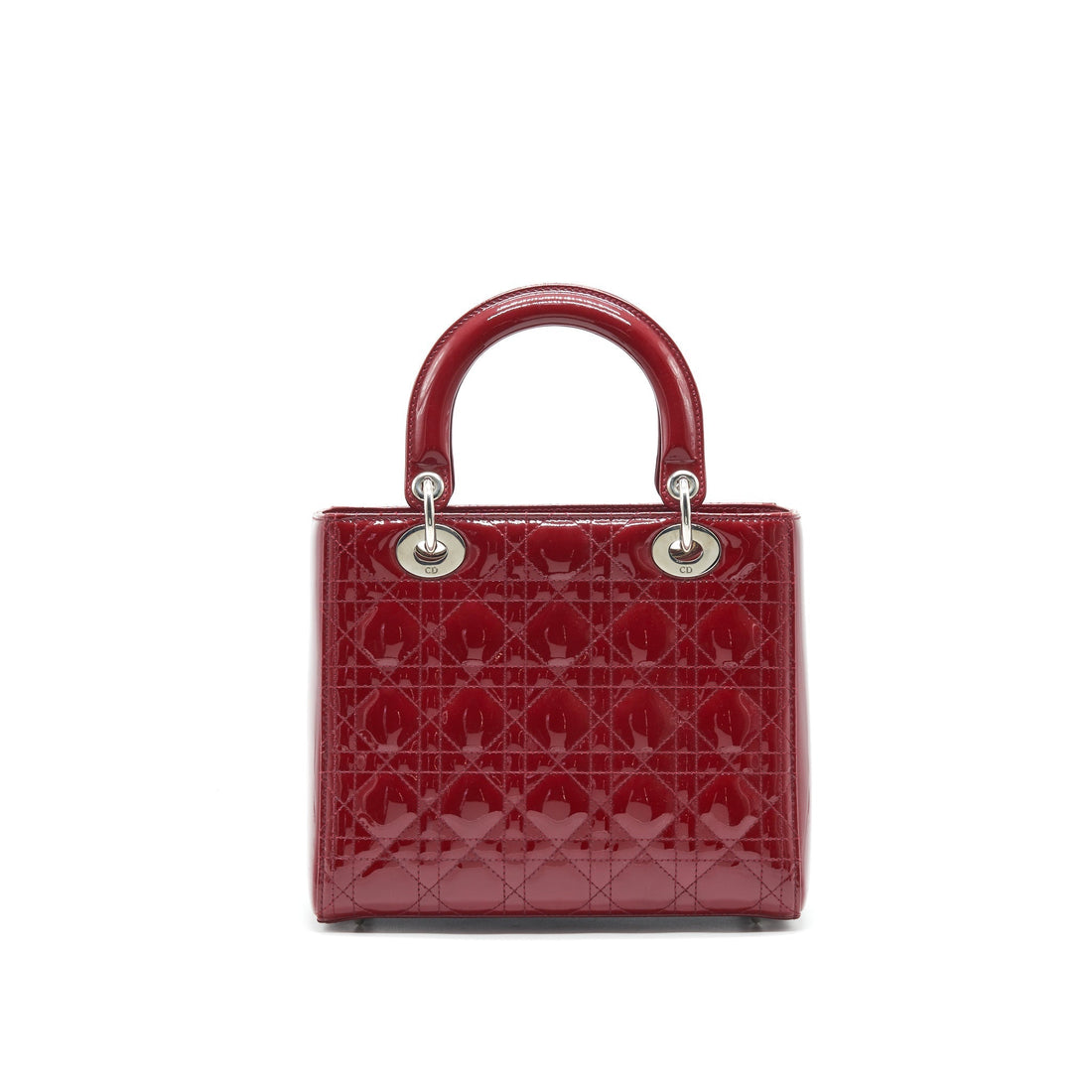 CHRISTIAN Top quality Dior MEDIUM LADY Top quality Dior RED PATENT LEATHER BAG